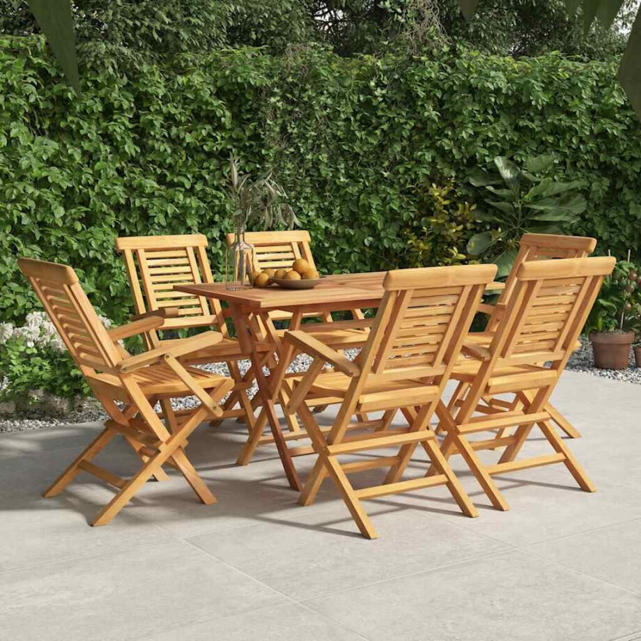 vidaXL Tuinstoelen 6 st inklapbaar 56x63x90 cm massief teakhout afbeelding 1