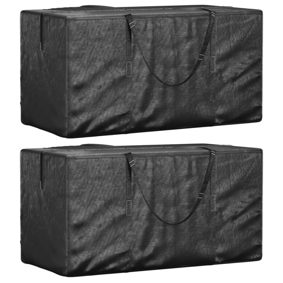 vidaXL Opbergtassen tuinkussens 2 st 150x75x75 cm polyetheen zwart afbeelding 1
