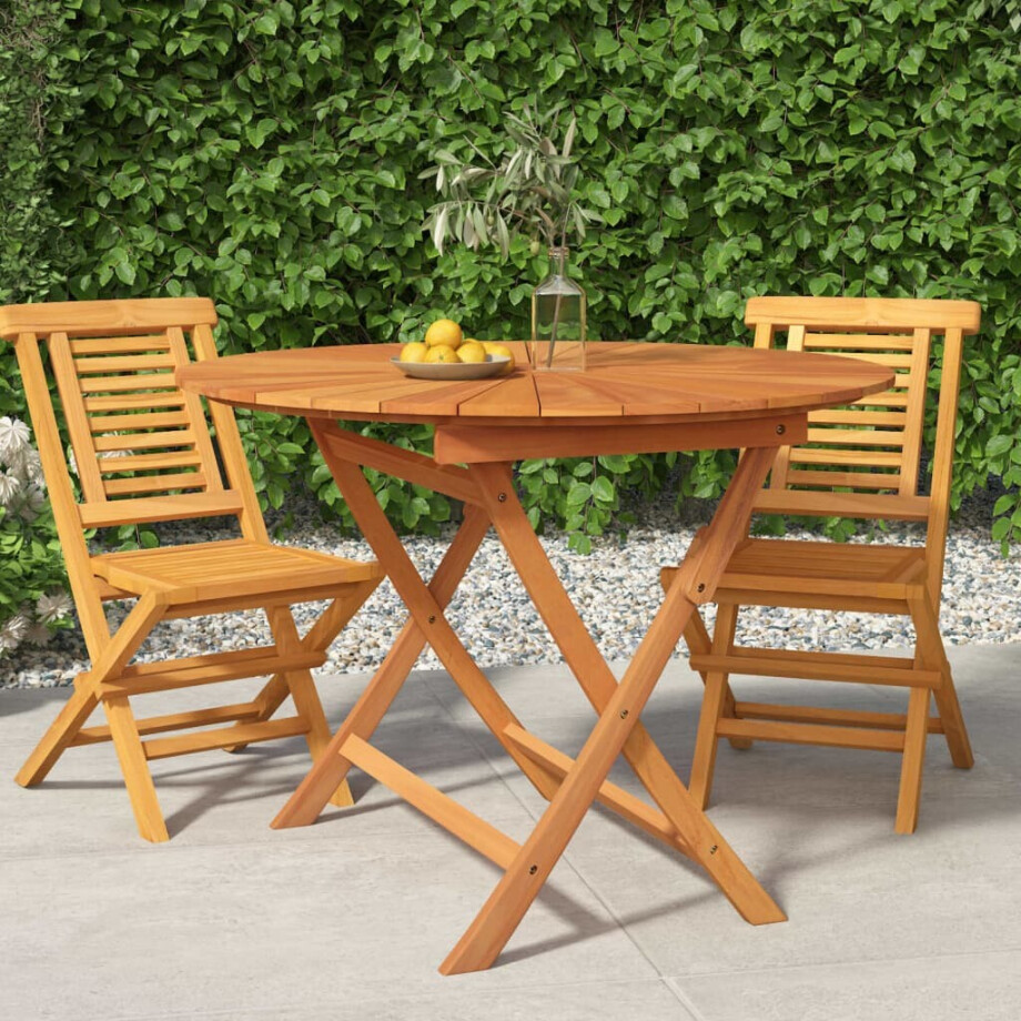 vidaXL Tuintafel inklapbaar Ø 85x75 cm massief teakhout afbeelding 1