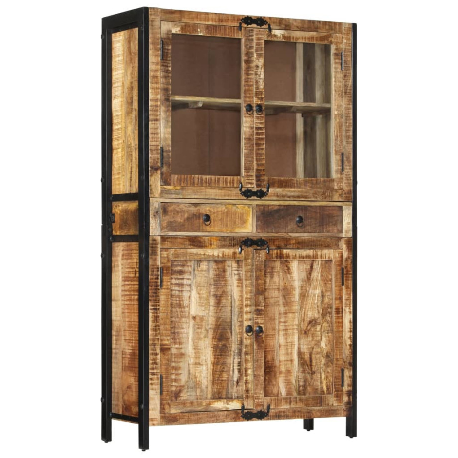 vidaXL Hoge kast 100x40x175 cm massief ruw mangohout afbeelding 1