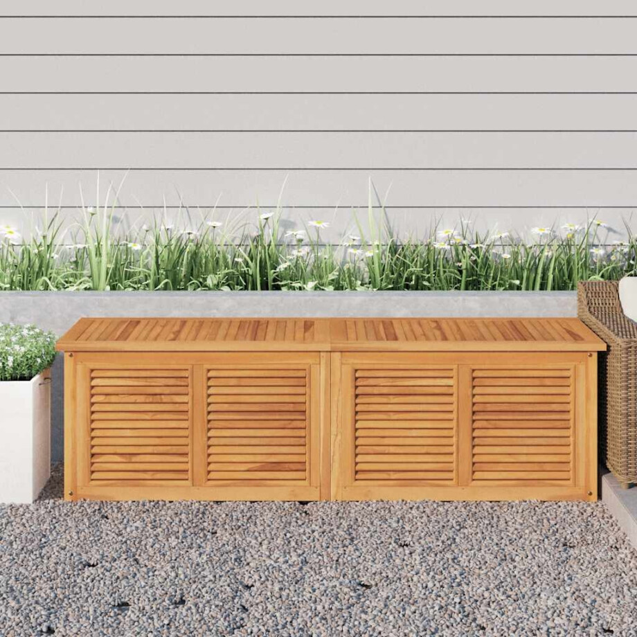 vidaXL Tuinbox met zak 175x50x55 cm massief teakhout afbeelding 1