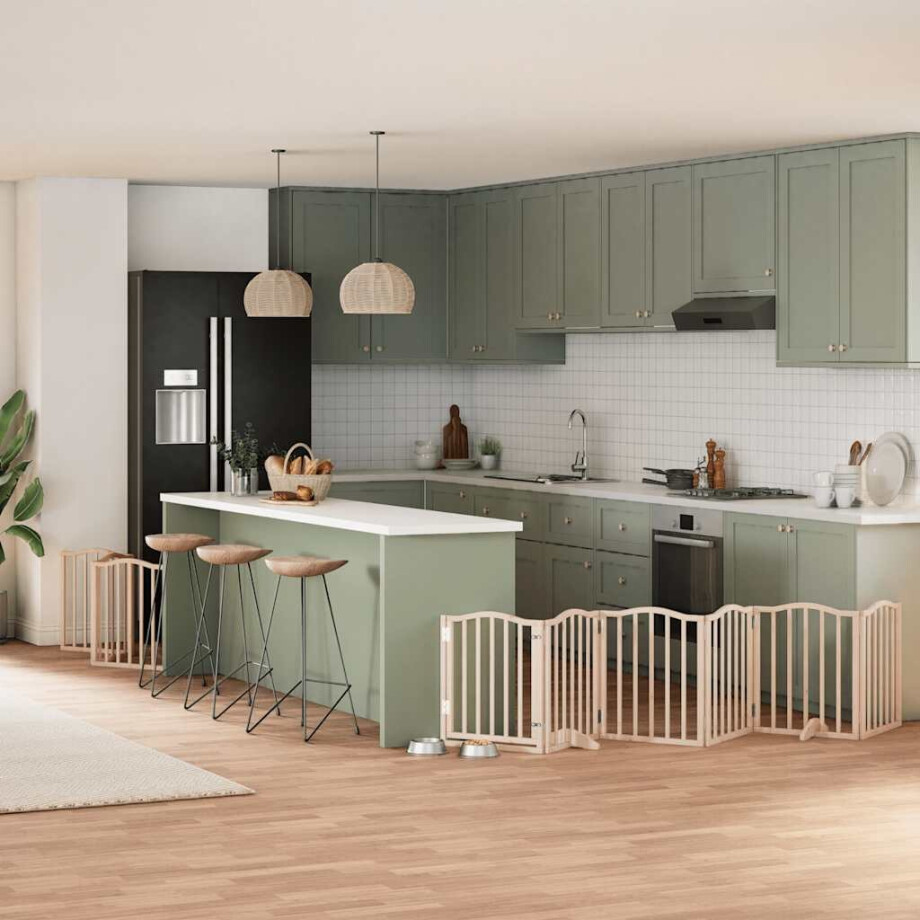 vidaXL Hondenhek inklapbaar met deur 9 panelen 450 cm populierenhout afbeelding 1