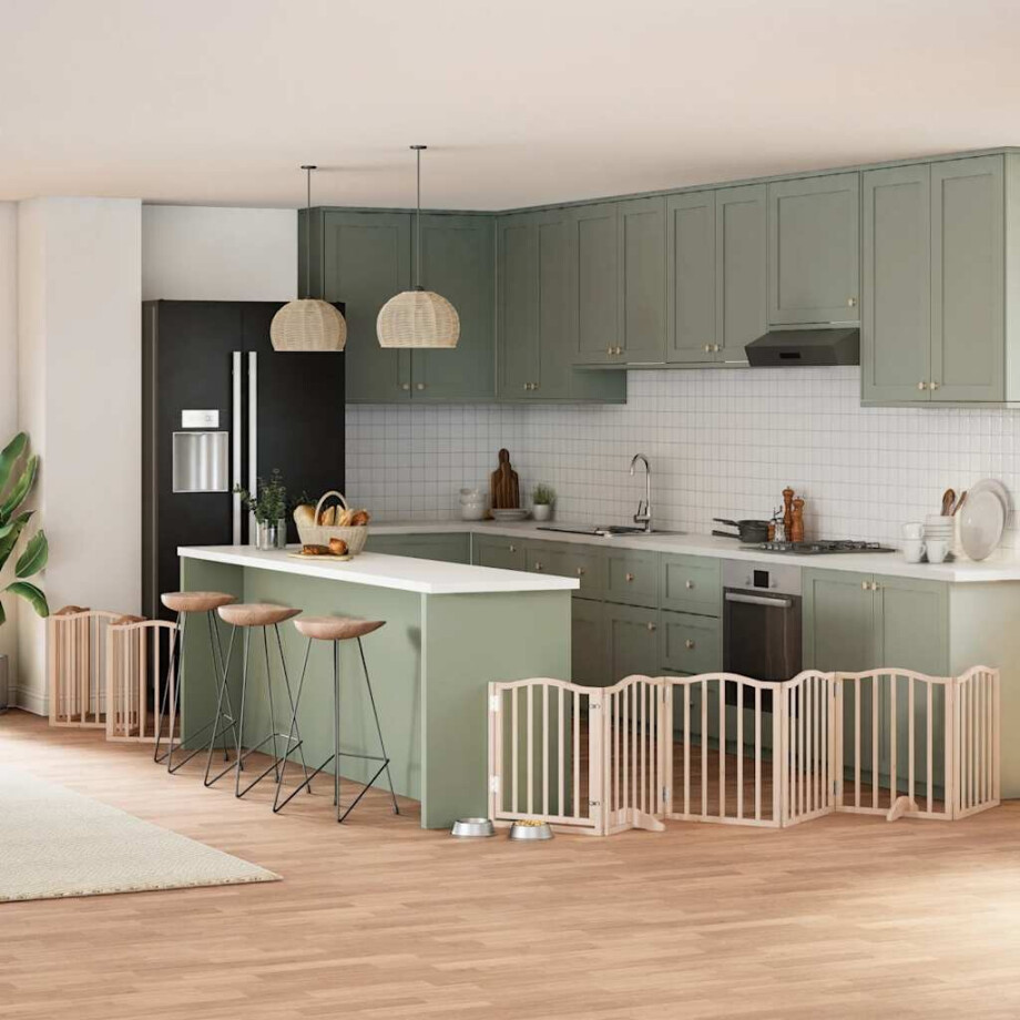 vidaXL Hondenhek inklapbaar met deur 15 panelen 750 cm populierenhout afbeelding 1