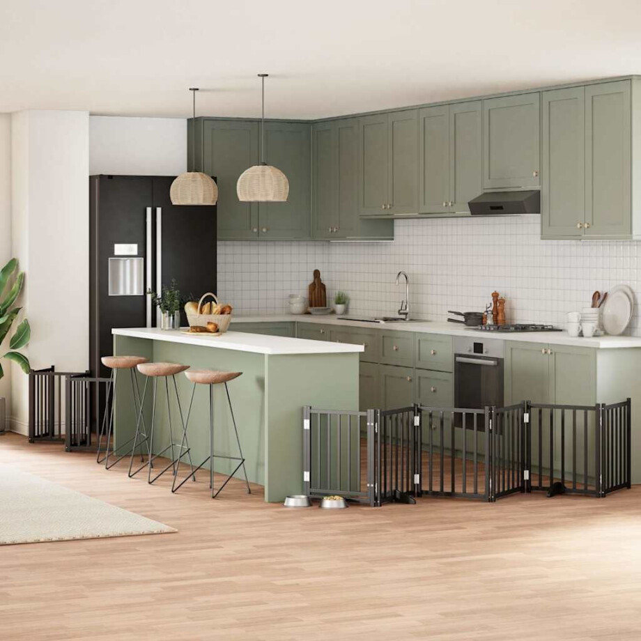 vidaXL Hondenhek inklapbaar 12 panelen 600 cm populierenhout zwart vidaXL Hondenhek inklapbaar 12 panelen 600 cm populierenhout zwart afbeelding 1