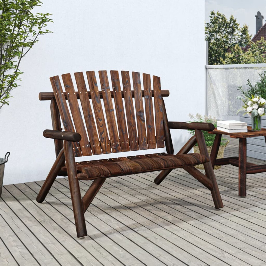 vidaXL Tuinbank 2-zits 119x85x98 cm massief vurenhout afbeelding 1