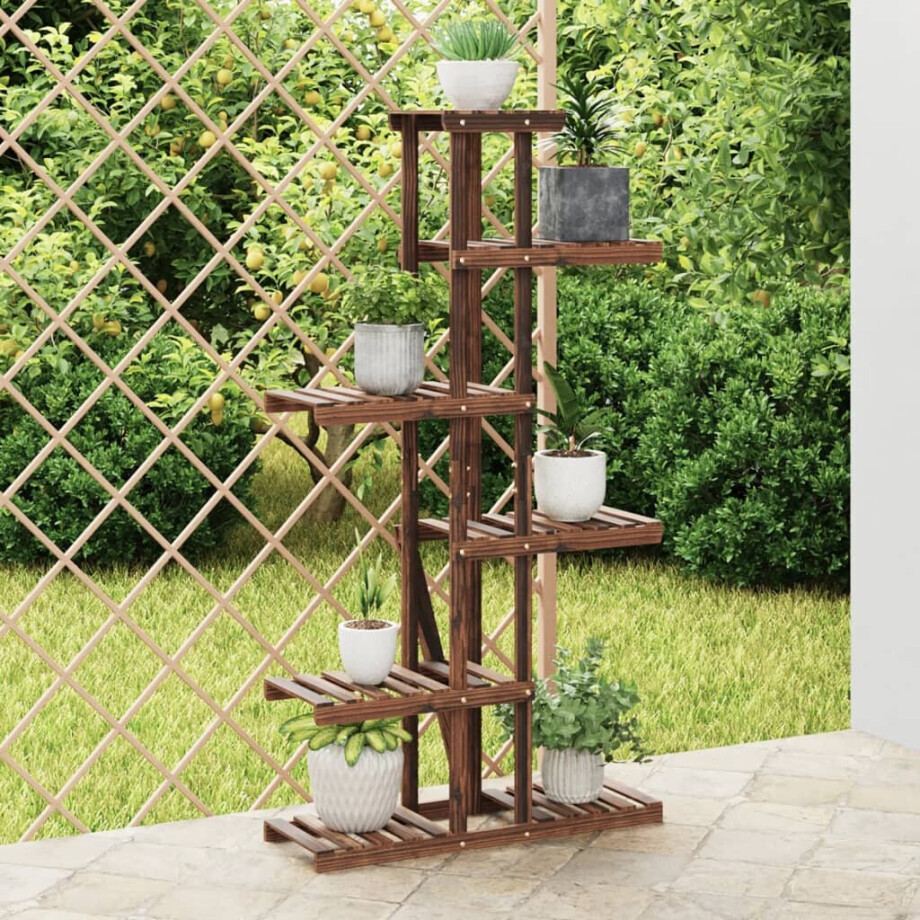 vidaXL Plantenstandaard 75x25x140,5 cm massief vurenhout afbeelding 1