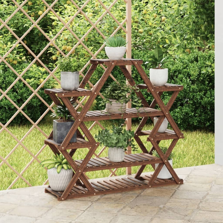 vidaXL Plantenstandaard 110x25x105 cm massief vurenhout afbeelding 1