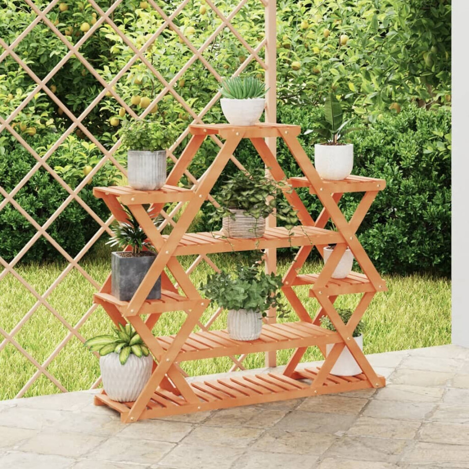 vidaXL Plantenstandaard 110x25x105 cm massief vurenhout afbeelding 1