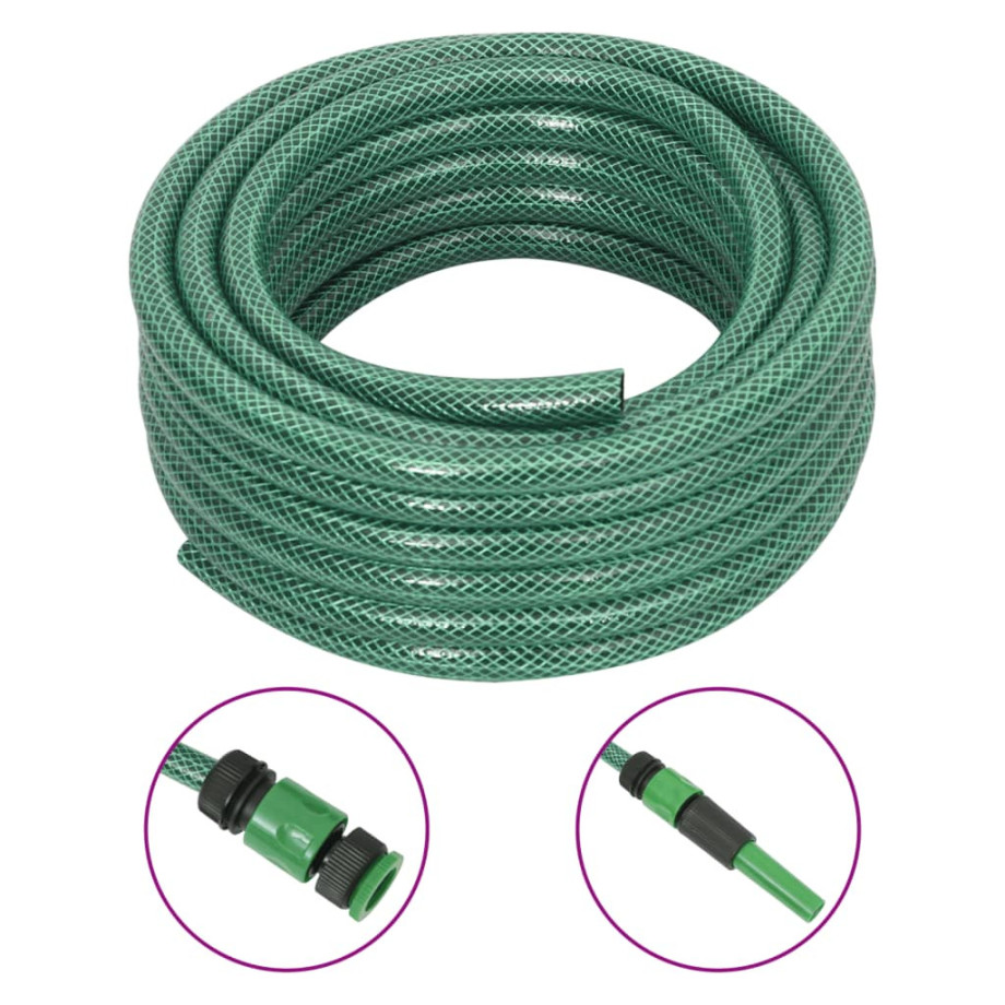 vidaXL Tuinslang met koppelingsset 0,5'' 10 m PVC groen afbeelding 1