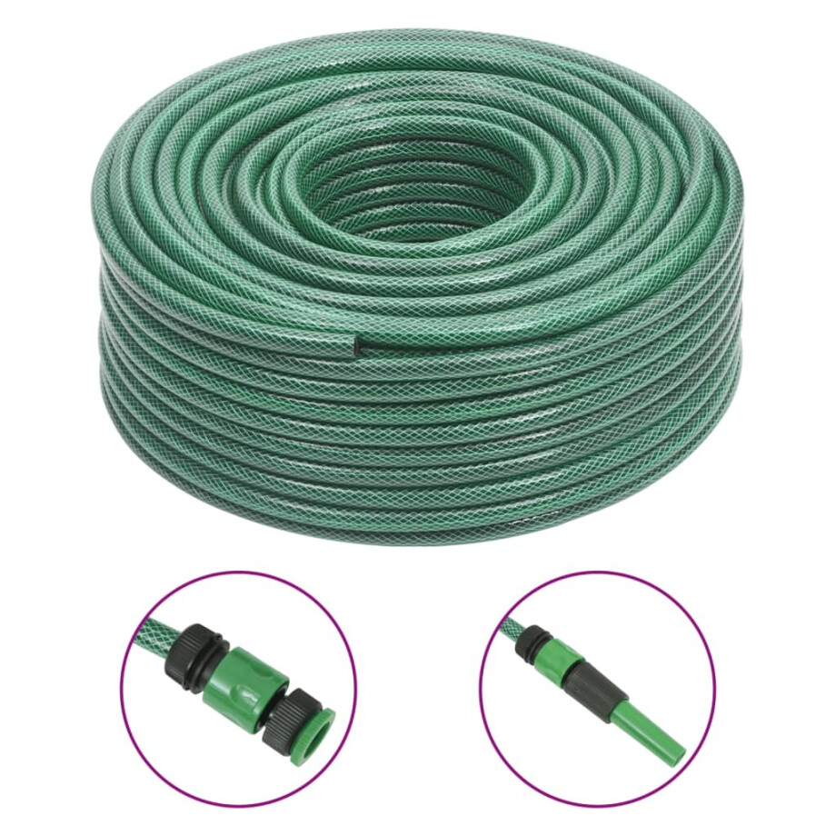 vidaXL Tuinslang met koppelingsset 0,5'' 100 m PVC groen afbeelding 1