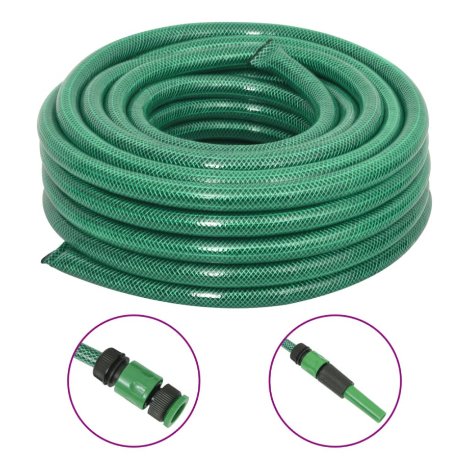 vidaXL Tuinslang met koppelingsset 0,9'' 10 m PVC groen afbeelding 1