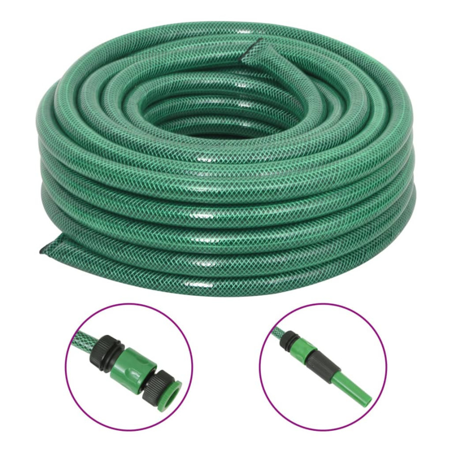 vidaXL Tuinslang met koppelingsset 0,9'' 20 m PVC groen afbeelding 1
