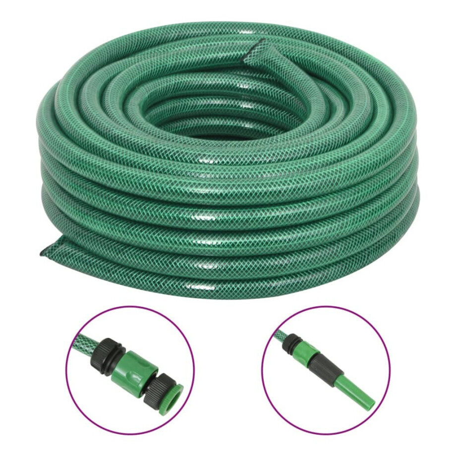 vidaXL Tuinslang met koppelingsset 0,75'' 20 m PVC groen afbeelding 1