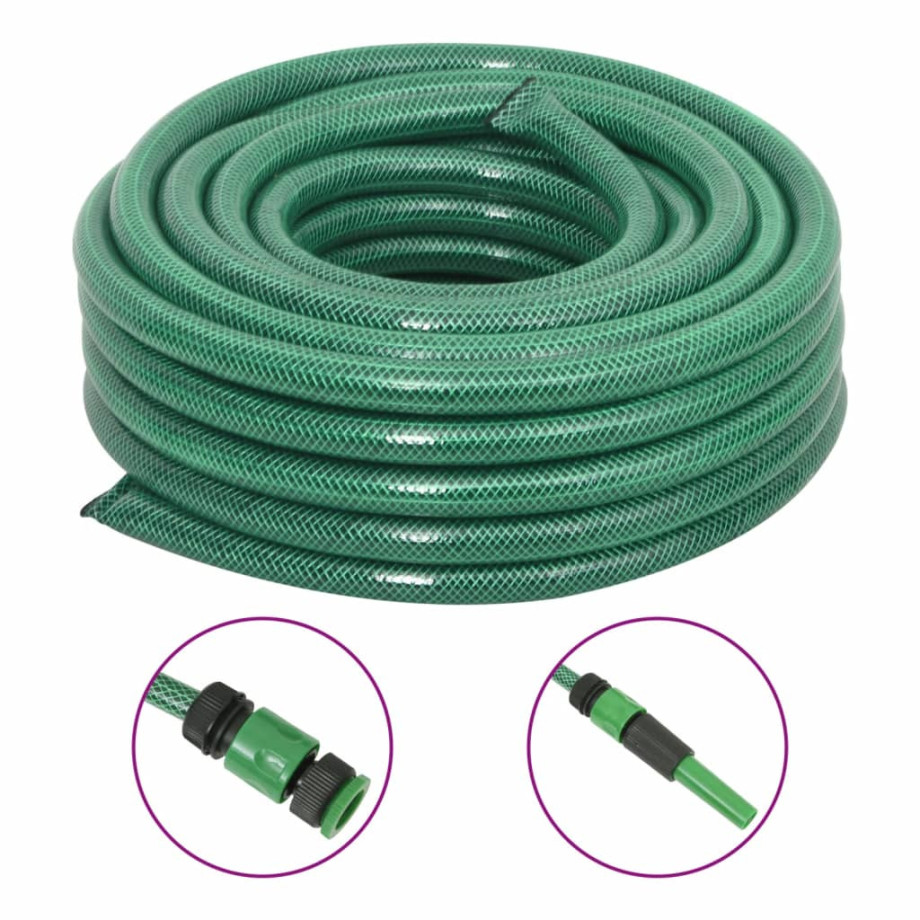 vidaXL Tuinslang met koppelingsset 0,9'' 30 m PVC groen afbeelding 1