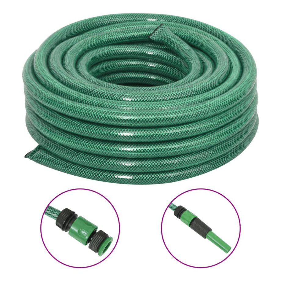 vidaXL Tuinslang met koppelingsset 0,9'' 50 m PVC groen afbeelding 1
