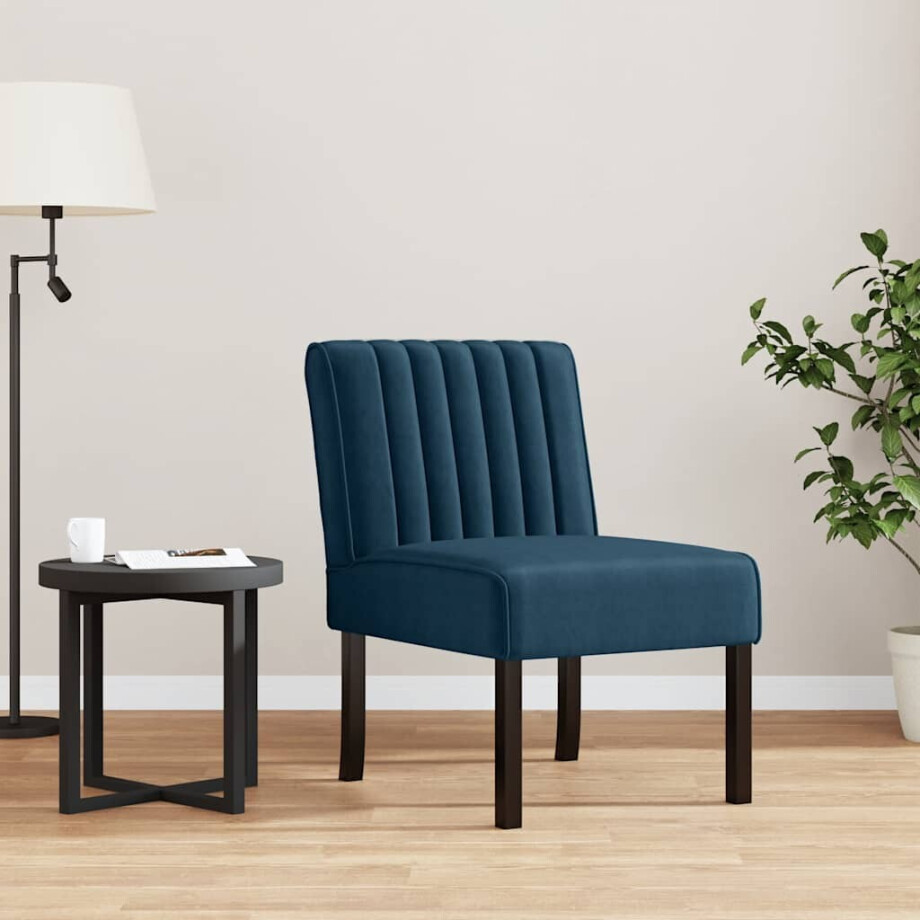 vidaXL Stoel fluweel blauw vidaXL Stoel fluweel blauw afbeelding 1