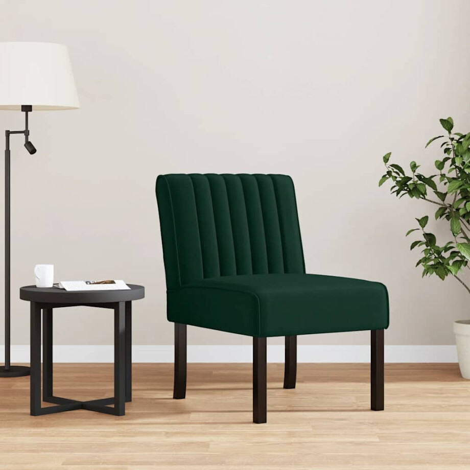 vidaXL Stoel fluweel donkergroen afbeelding 1