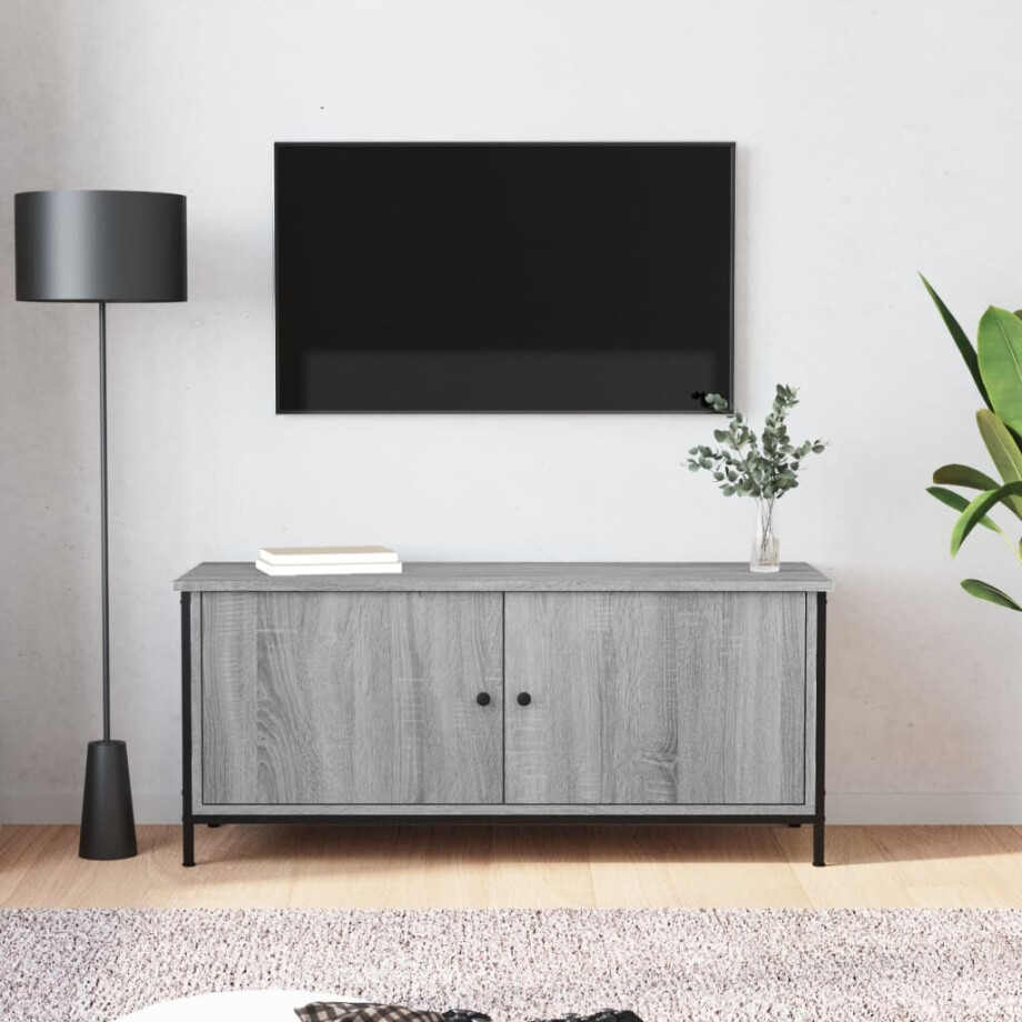 vidaXL Tv-meubel 102x35x45 cm bewerkt hout grijs sonoma eikenkleurig vidaXL Tv-meubel 102x35x45 cm bewerkt hout grijs sonoma eikenkleurig afbeelding 1