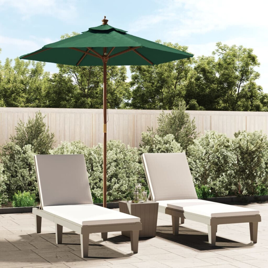 vidaXL Parasol met houten paal 196x231 cm groen afbeelding 1