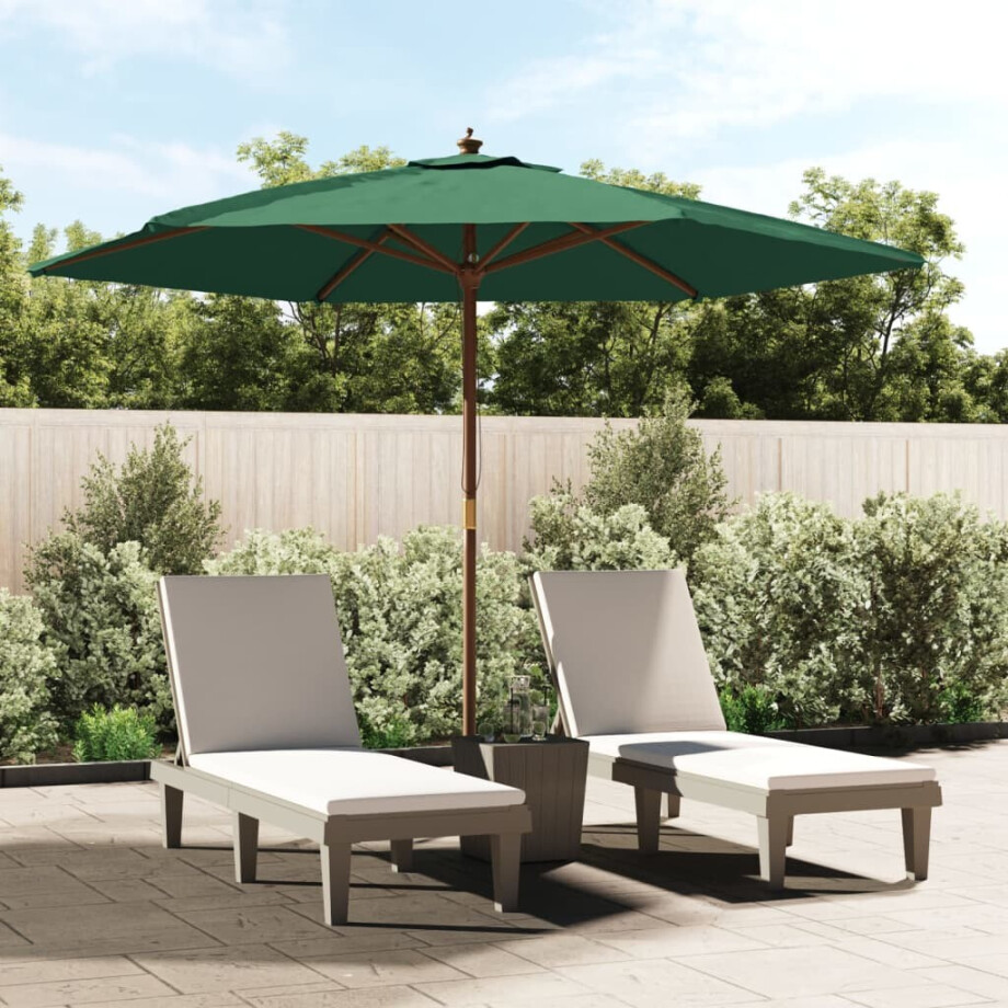 vidaXL Parasol met houten paal 299x240 cm groen afbeelding 1