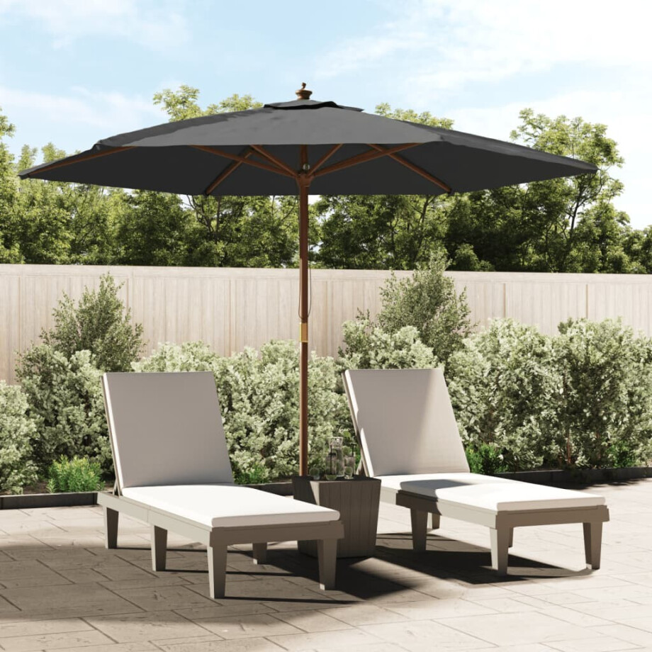 vidaXL Parasol met houten paal 299x240 cm antracietkleurig afbeelding 1