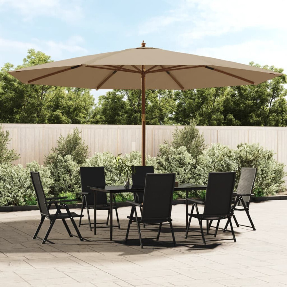 vidaXL Parasol met houten paal 400x273 cm taupe afbeelding 1