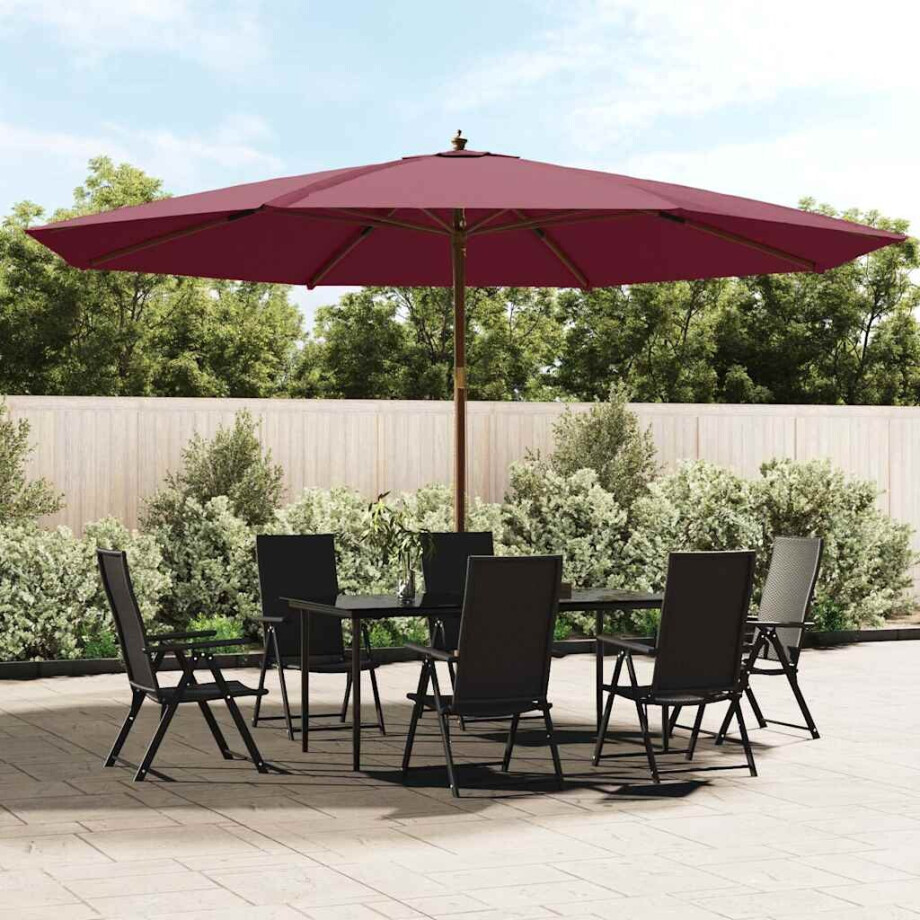 vidaXL Parasol met houten paal 400x273 cm bordeauxrood afbeelding 1