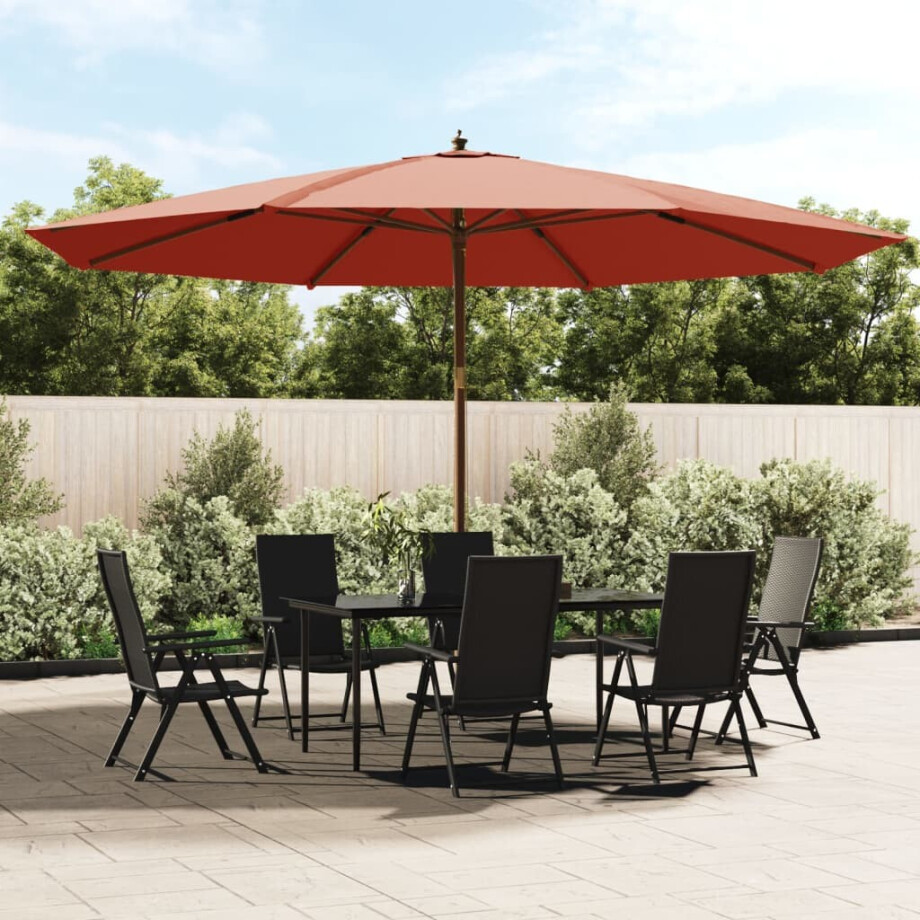 vidaXL Parasol met houten paal 400x273 cm terracottakleurig afbeelding 1