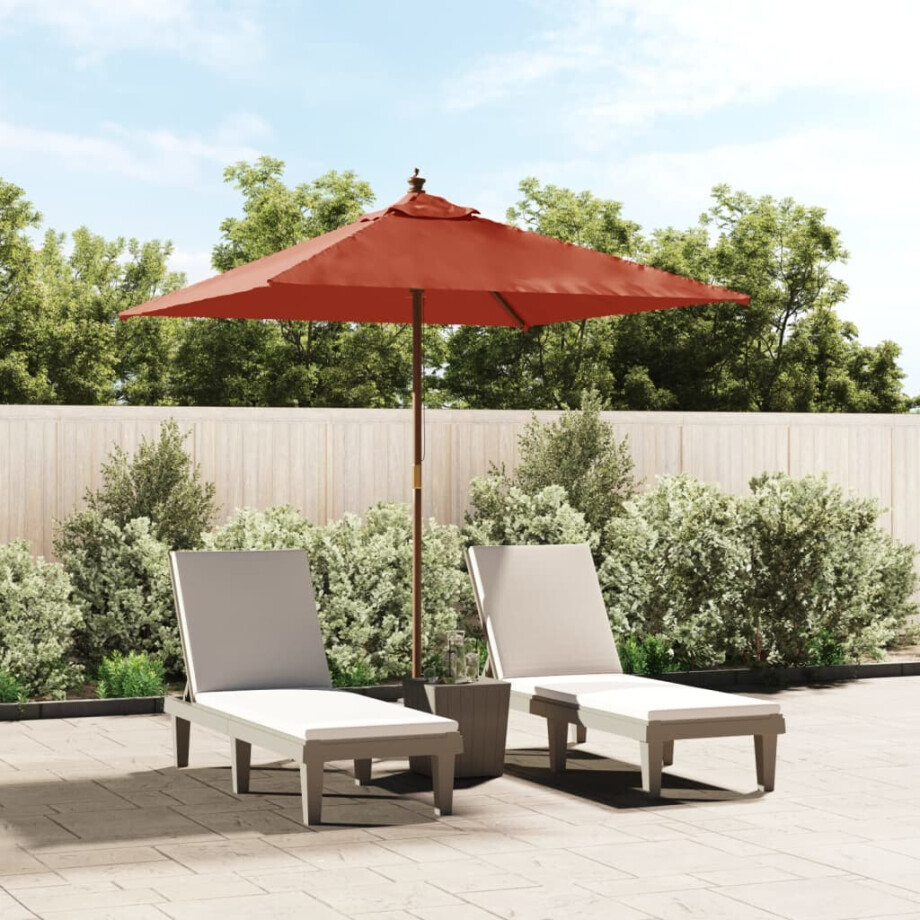vidaXL Parasol met houten paal 198x198x231 cm terracottakleurig afbeelding 1