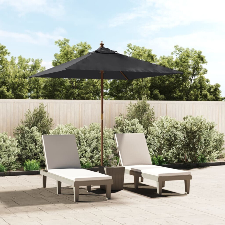 vidaXL Parasol met houten paal 198x198x231 cm zwart afbeelding 1