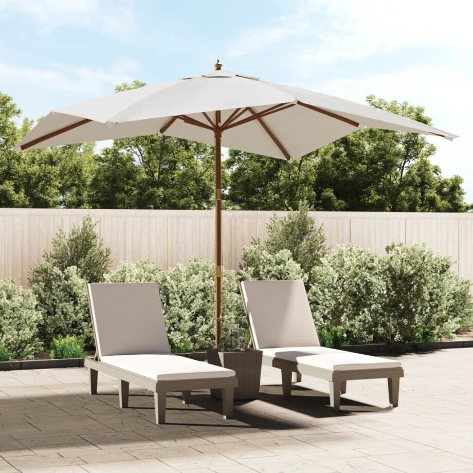 vidaXL Parasol met houten paal 300x300x273 cm zandkleurig afbeelding 1
