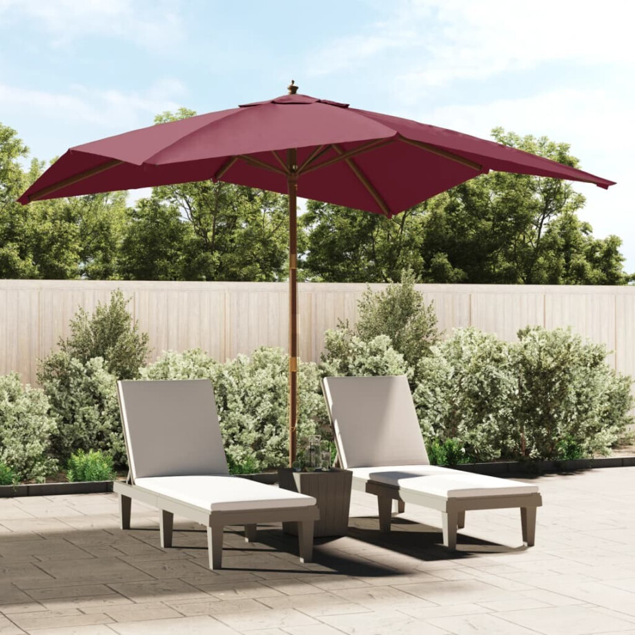 vidaXL Parasol met houten paal 300x300x273 cm bordeauxrood afbeelding 1