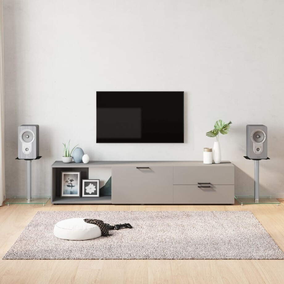 vidaXL Luidsprekerstandaards 2 st 1 pijler gehard glas zilverkleurig vidaXL Luidsprekerstandaards 2 st 1 pijler gehard glas zilverkleurig afbeelding 1