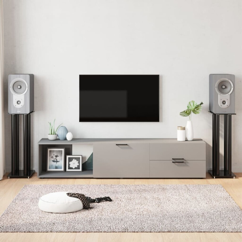 vidaXL Luidsprekerstandaards 2 st 4 pijlers gehard glas zwart vidaXL Luidsprekerstandaards 2 st 4 pijlers gehard glas zwart afbeelding 1