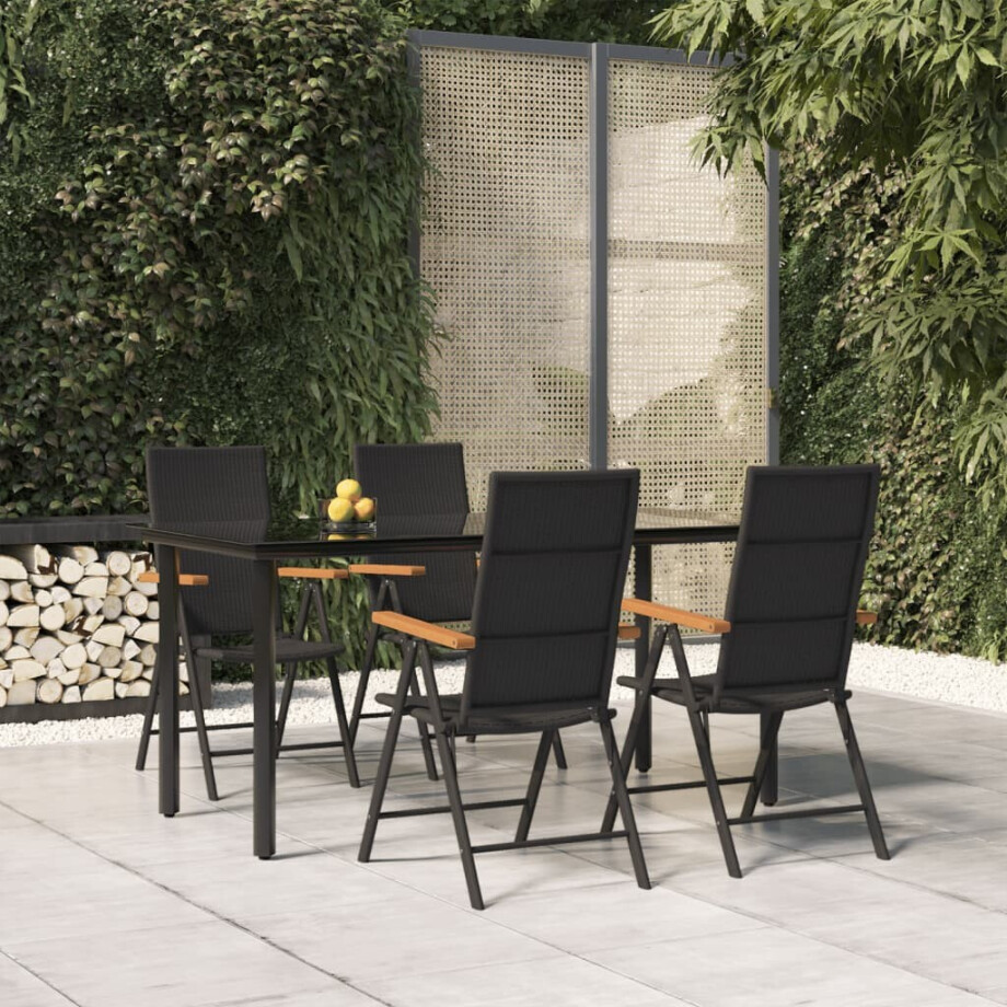 vidaXL 5-delige Tuinset poly rattan zwart en bruin vidaXL 5-delige Tuinset poly rattan zwart en bruin afbeelding 1