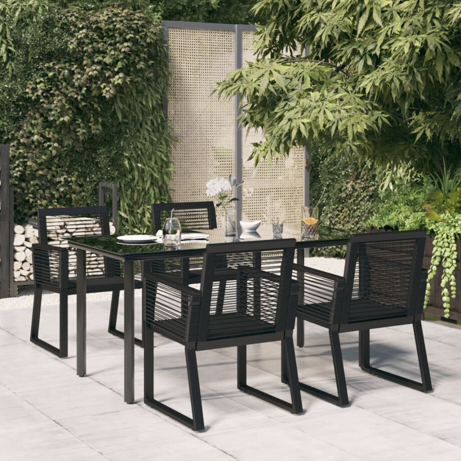 vidaXL 5-delige Tuinset PVC-rattan zwart afbeelding 1