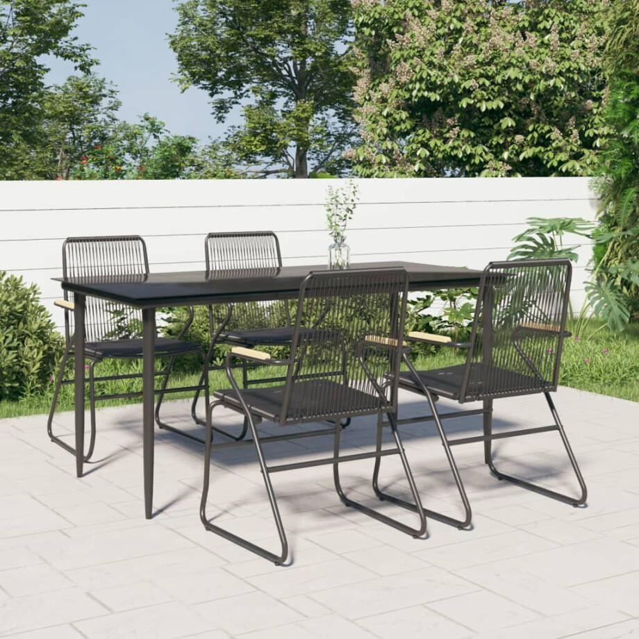vidaXL 5-delige Tuinset PVC-rattan zwart vidaXL 5-delige Tuinset PVC-rattan zwart afbeelding 1