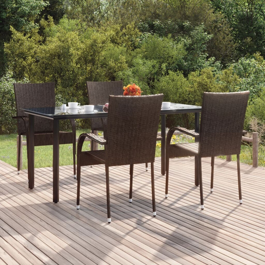 vidaXL 5-delige Tuinset poly rattan bruin afbeelding 1