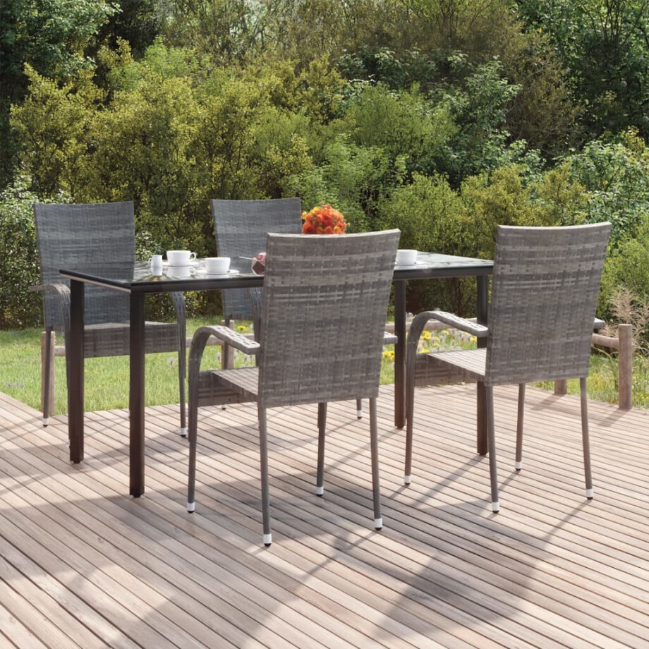 vidaXL 5-delige Tuinset poly rattan grijs afbeelding 1