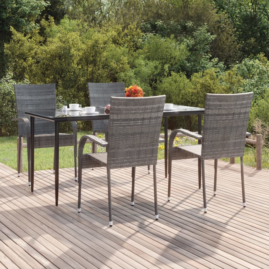 vidaXL 5-delige Tuinset poly rattan grijs afbeelding 1