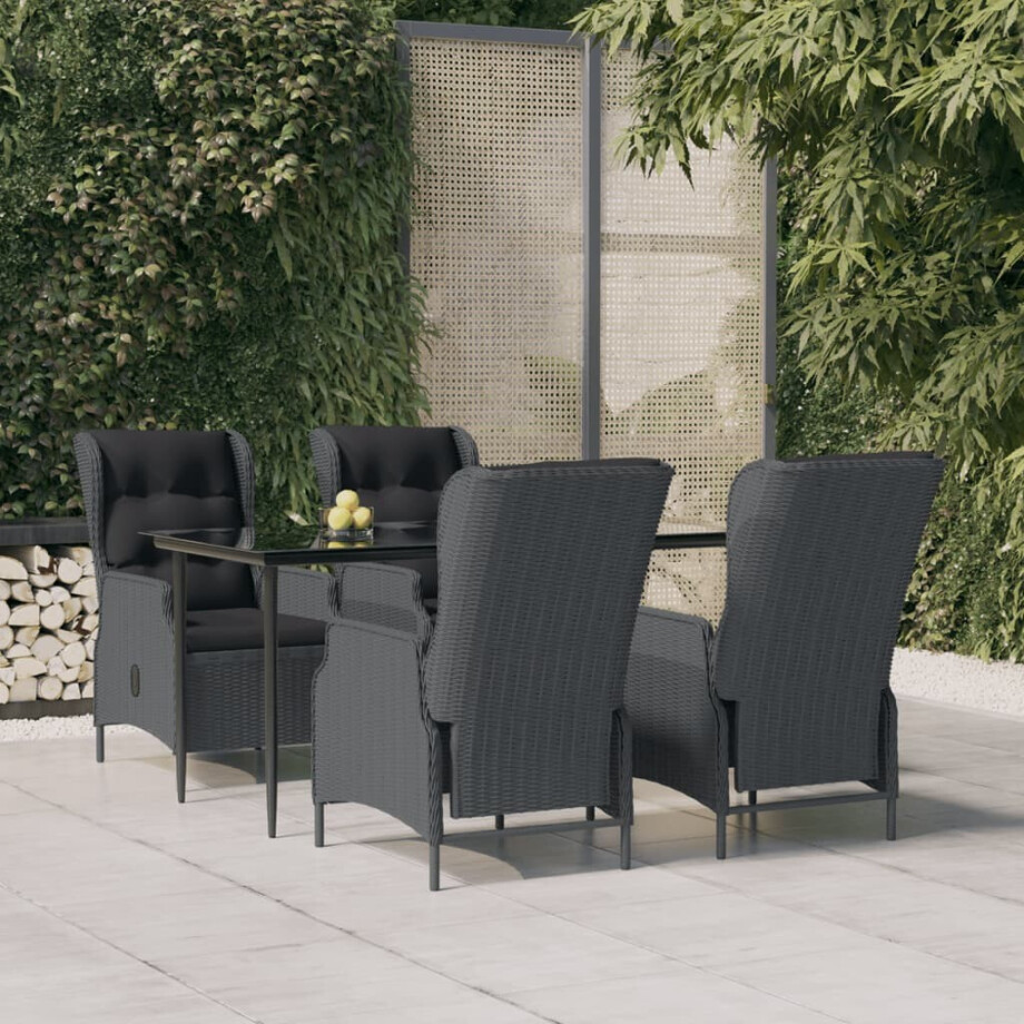 vidaXL 5-delige Tuinset poly rattan donkergrijs afbeelding 1