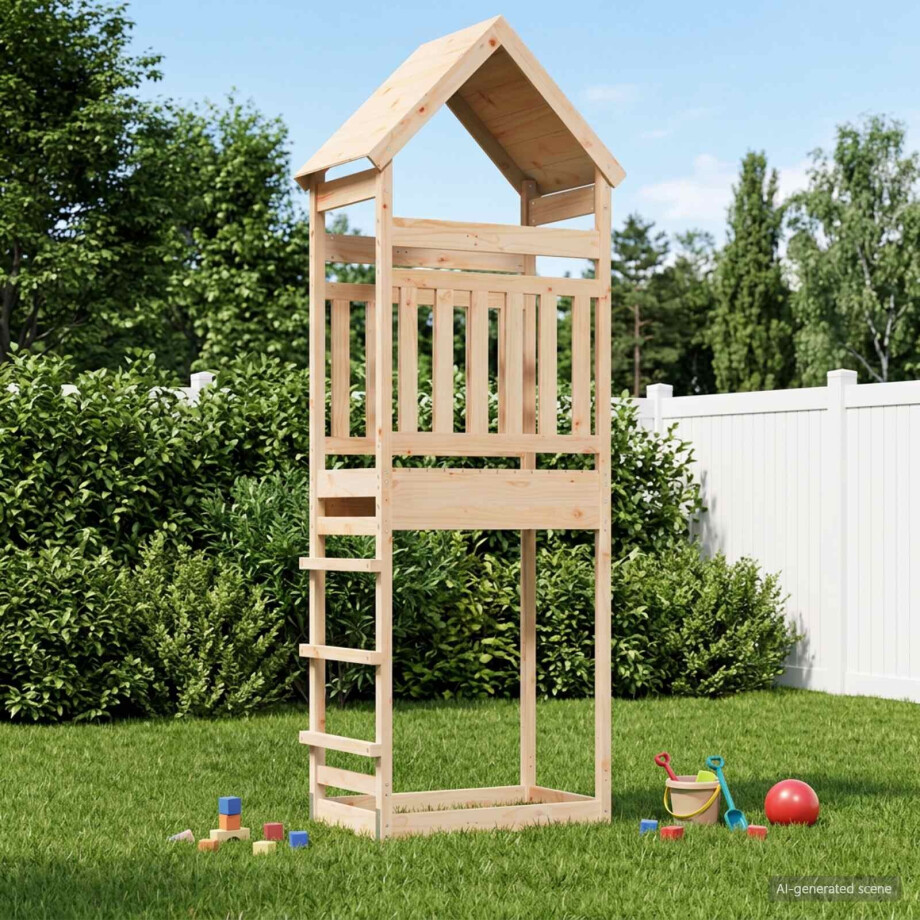 vidaXL Buiten Speeltoren Naturel 53 x 85 x 264 cm Massief grenenhout afbeelding 1