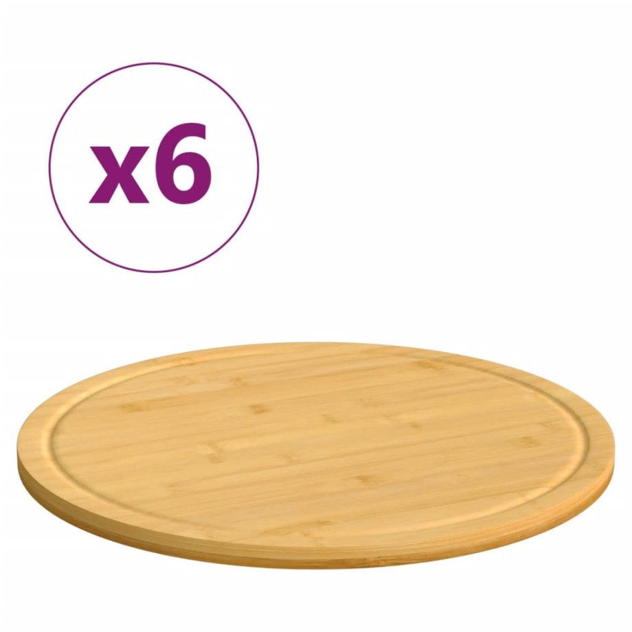 vidaXL Snijplanken 6 st Ø30x1,5 cm bamboe afbeelding 1