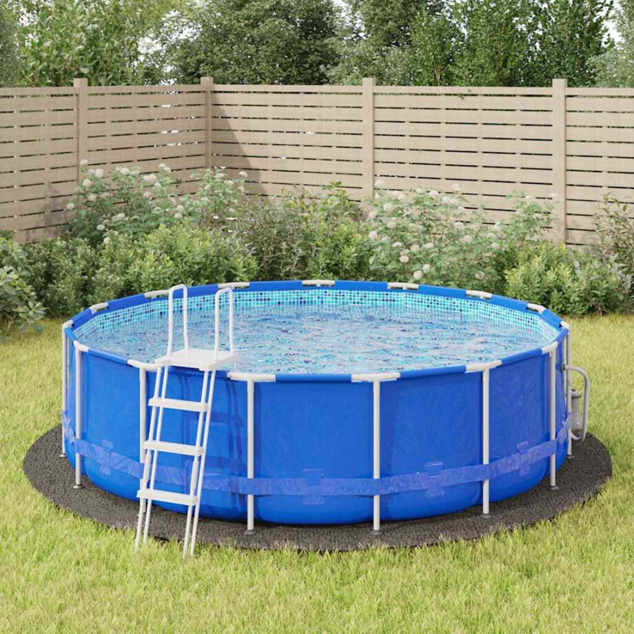 vidaXL Zwembadgrondzeil Ø428 cm polyester geotextiel lichtgrijs afbeelding 1