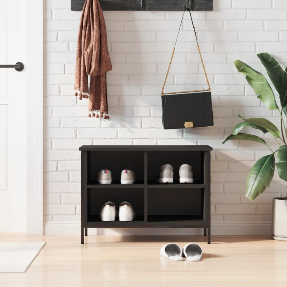 vidaXL Schoenenkast 69x35x50 cm bewerkt hout zwart afbeelding 1