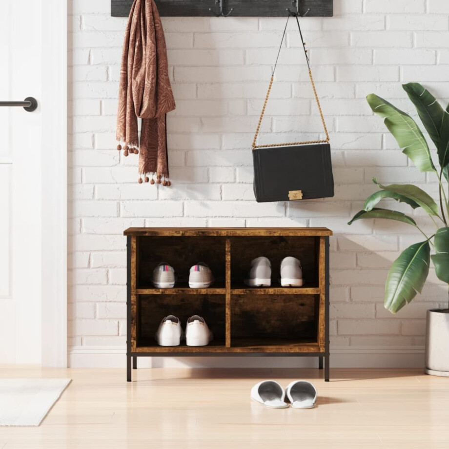 vidaXL Schoenenkast 69x35x50 cm bewerkt hout gerookt eikenkleurig vidaXL Schoenenkast 69x35x50 cm bewerkt hout gerookt eikenkleurig afbeelding 1