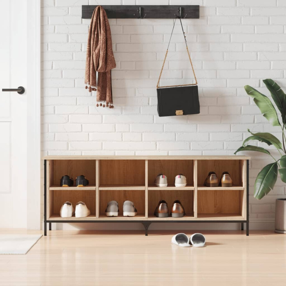 vidaXL Schoenenkast 131x35x50 cm bewerkt hout sonoma eikenkleurig afbeelding 1