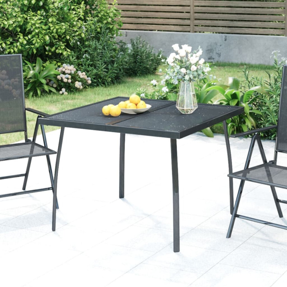 vidaXL Tuintafel 100x100x72 cm staalgaas antracietkleurig afbeelding 1