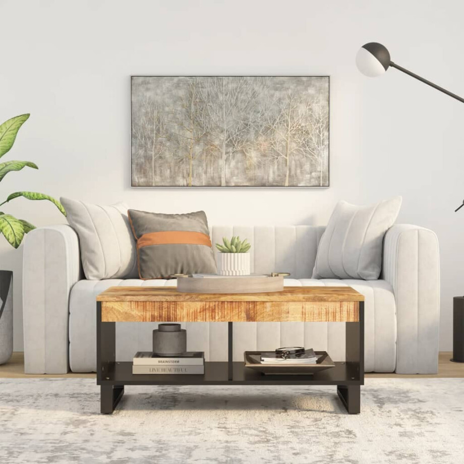 vidaXL Salontafel 90x50x40 cm massief mangohout afbeelding 1