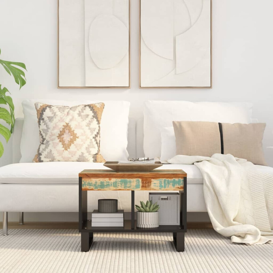 vidaXL Salontafel 55x50x40 cm massief gerecycled hout afbeelding 1